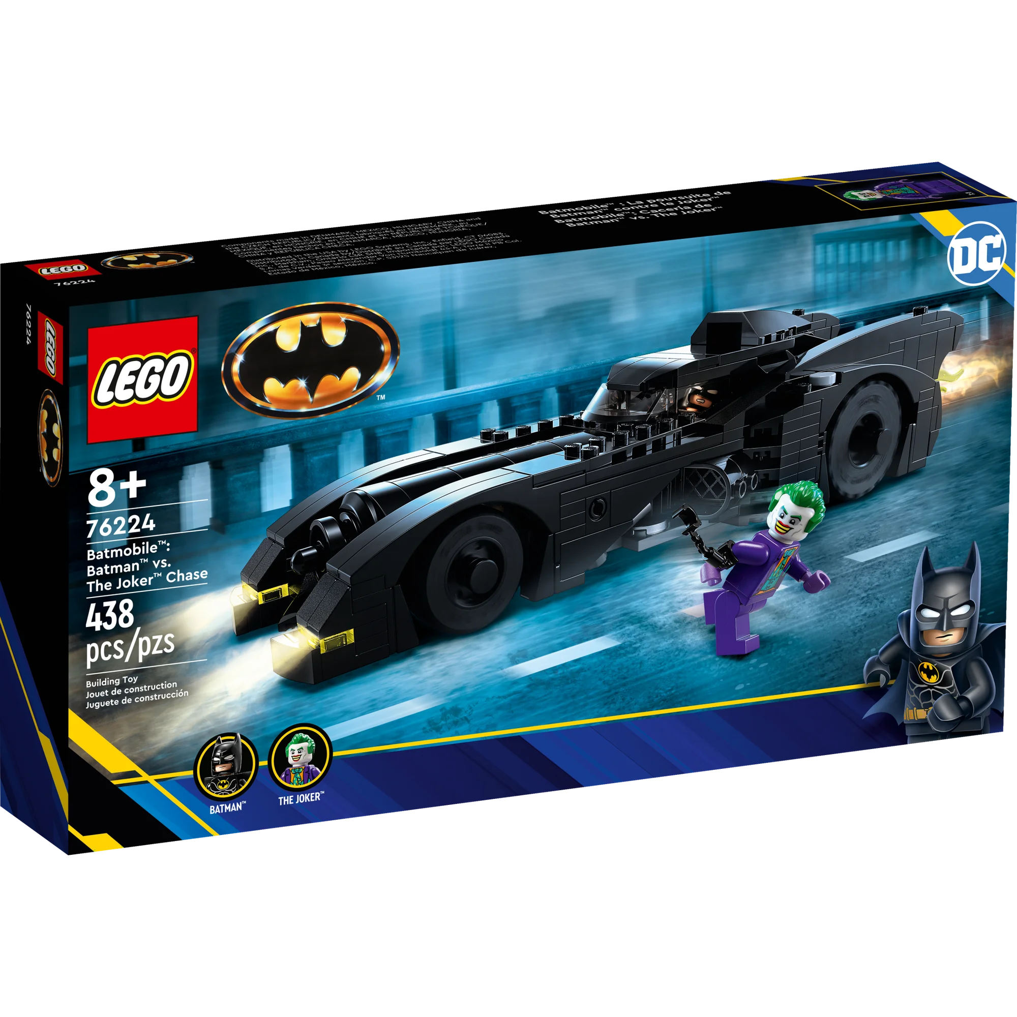 LEGO DC Batmobile: Batman vs. The Joker Chase Set, Iconic 1989 Batmobile Car Toy and 2 Minifigures, Dark Knight's Vehicle Model with Batarang, Super...