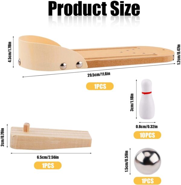 lasuroa Bowling Game, Bowling Toy Wooden Board Mini Arcade Tabletop Game Desktop Bowling Set Small Finger Toys for Men Women Teens Kids - Image 2