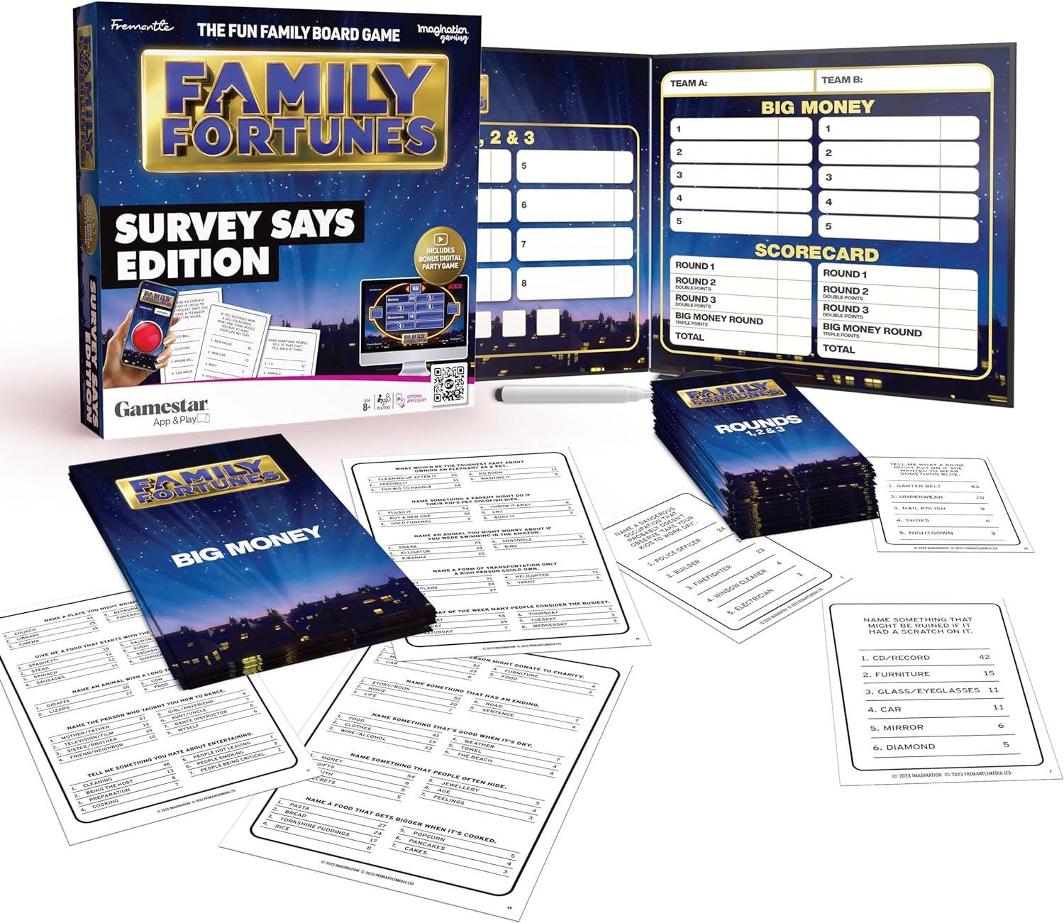 Imagination Gaming Family Fortunes Card Game, Get Ready for a Family Showdown, 150 Question Cards, 50 Fast Money Cards, Complementary App with Sound Effects... - Image 2