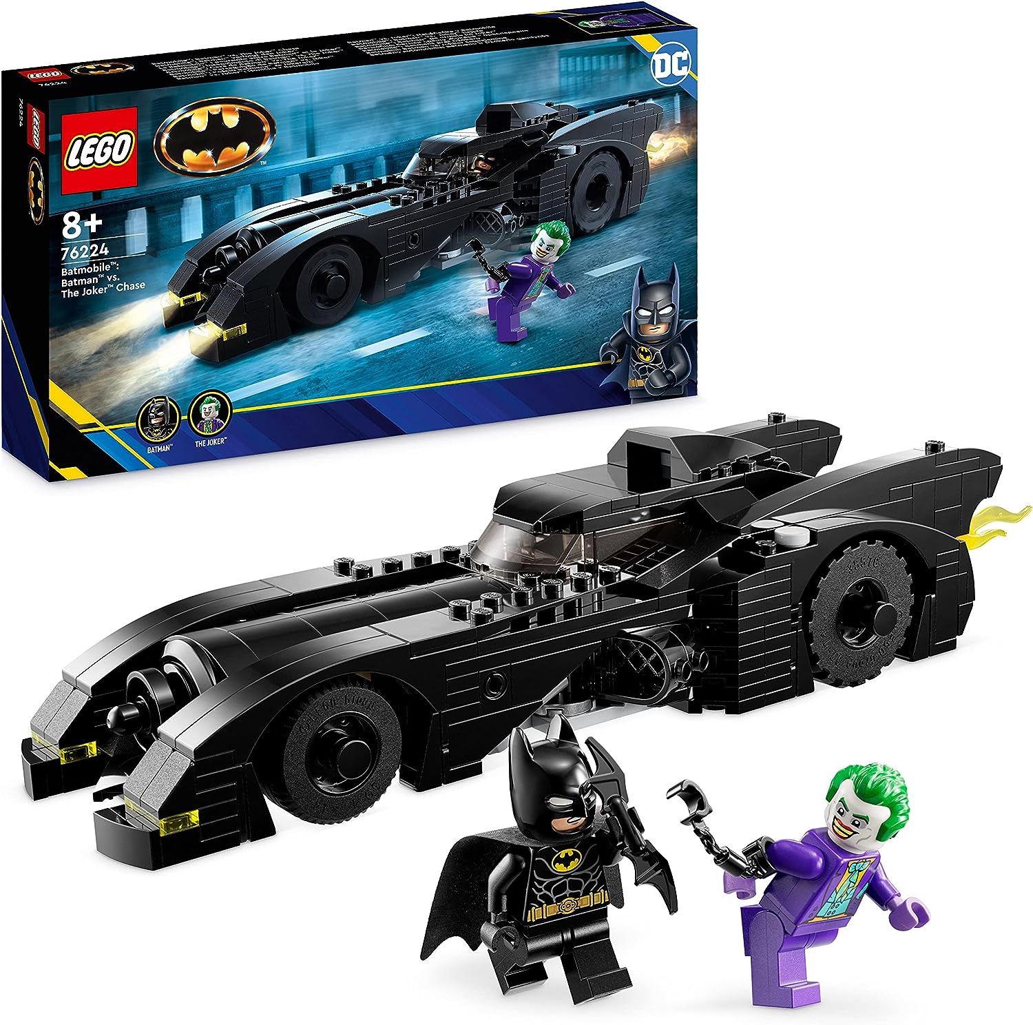 LEGO DC Batmobile: Batman vs. The Joker Chase Set, Iconic 1989 Batmobile Car Toy and 2 Minifigures, Dark Knight's Vehicle Model with Batarang, Super... - Image 2